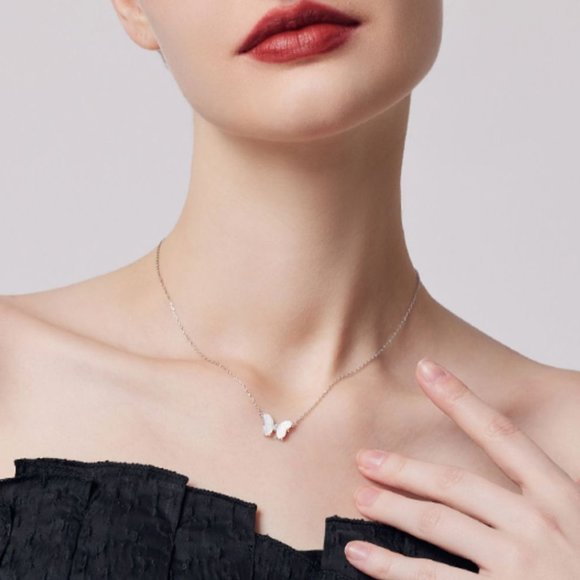 LELC S999 Sterling Silver Butterfly Necklace - Picture 7 of 11